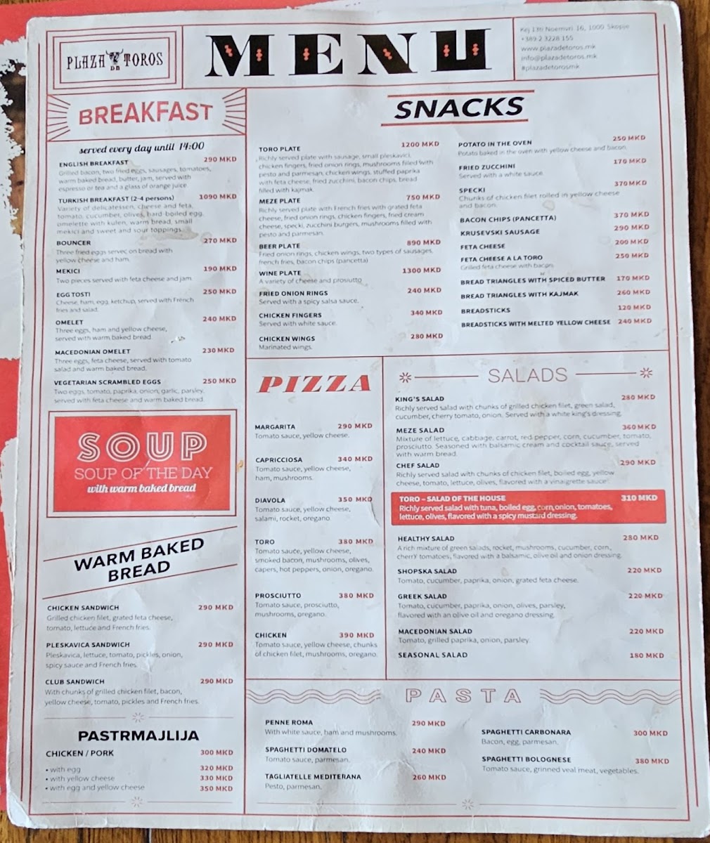 Menu Restaurant Plaza De Toros-1